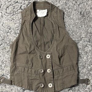 DKNY Olive Button-Up Vest
